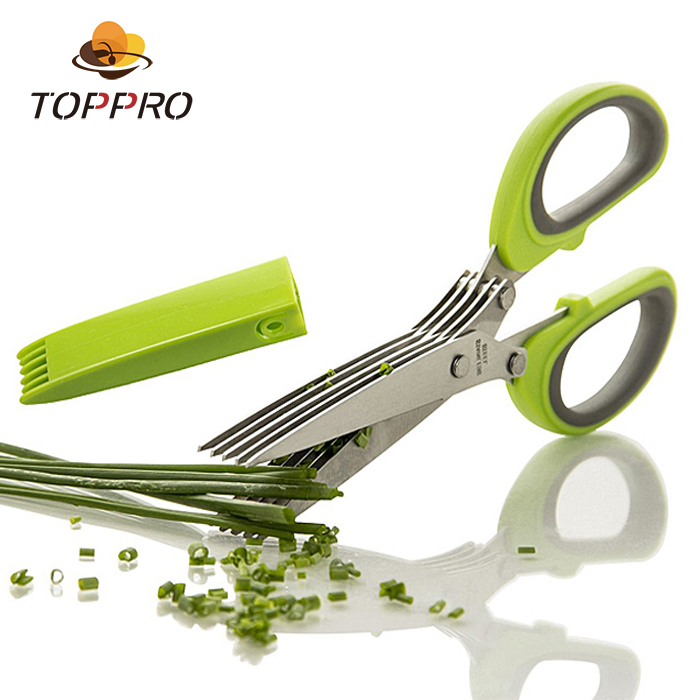 TOPPRO  5 Blades herb scissor kitchen shear
