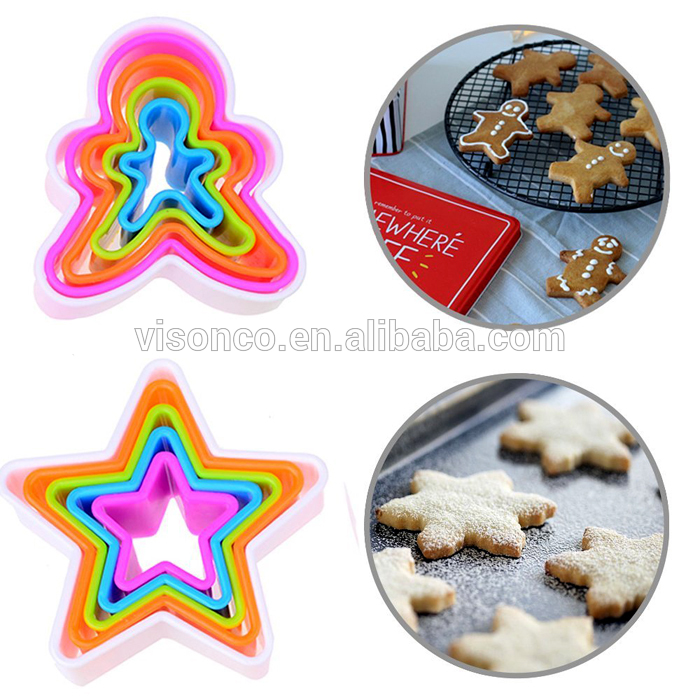 Square/Round/Star/Human/Heart Shape Cookie Cutter Mold Plastic Cake Biscuit Mould
