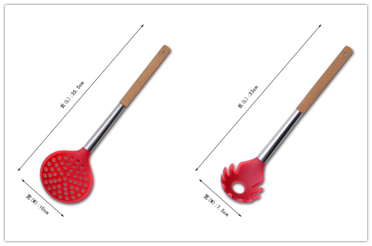 Heat-resistant silicone Cooking Utensil Set/ Silicone Kitchen with wood handle