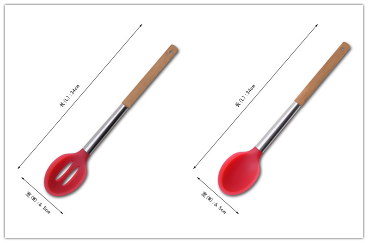 Heat-resistant silicone Cooking Utensil Set/ Silicone Kitchen with wood handle