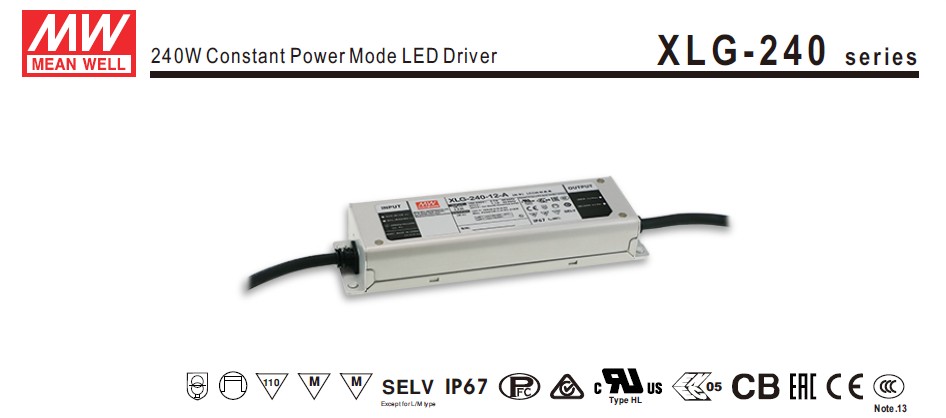ORIGINAL Meanwell XLG-240-L-AB IP67 240W 700mA ac to dc led dimming driver