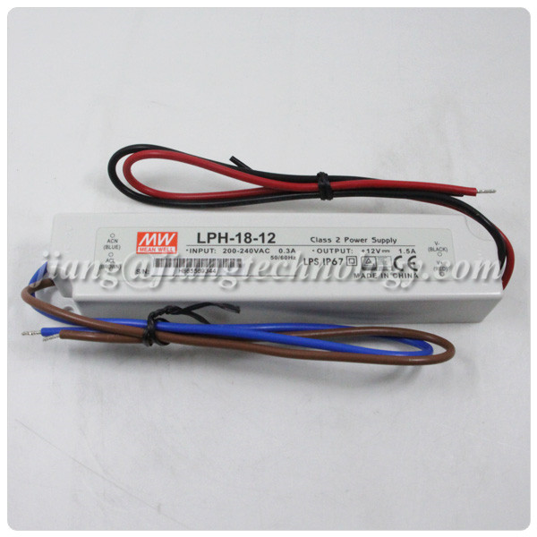 Meanwell LPH-18 Series 18W Single Output Switching Power Supply  12V 1.5A IP67 LPH-18-12 LED Driver
