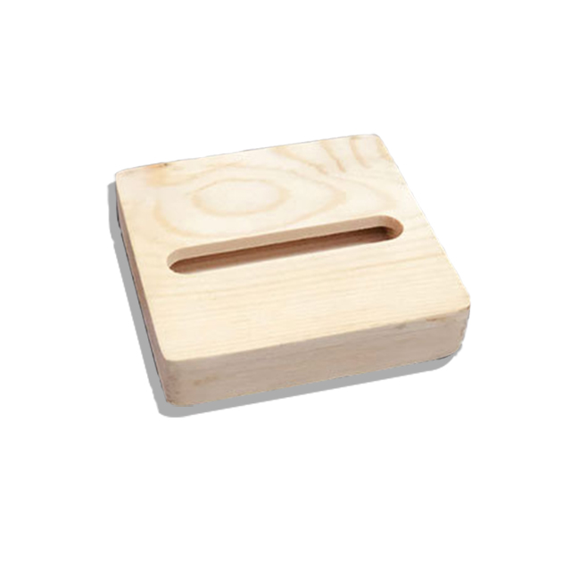 Stylish simple square easy to carry pine desktop lazy stand mobile phone base wooden loudspeaker