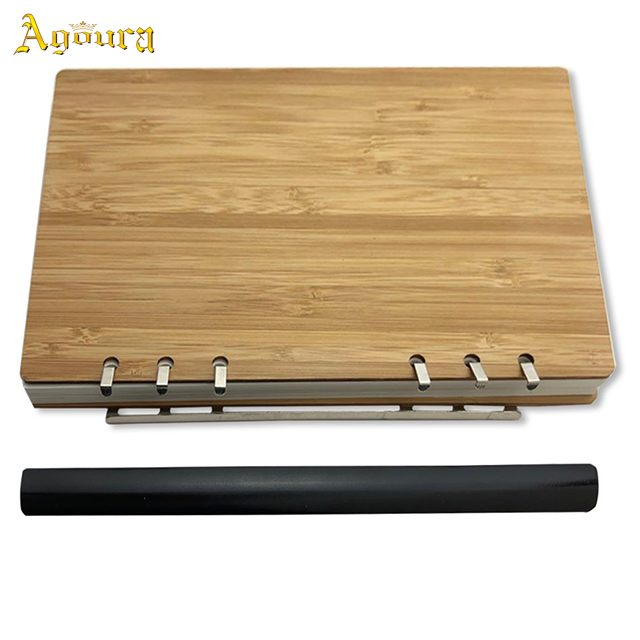 Creative student office 2MM carbonized bamboo 6-hole draw rod clip binding loose-leaf original bamboo notebook