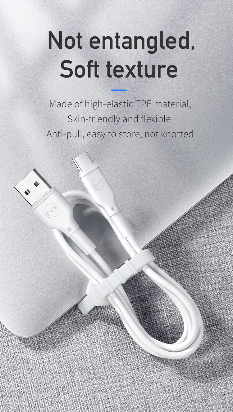 Mcdodo Factory Price TPE Made White Round 1.2m 4ft Charging and Sync Data USB C Cable for Samsung and Huawei