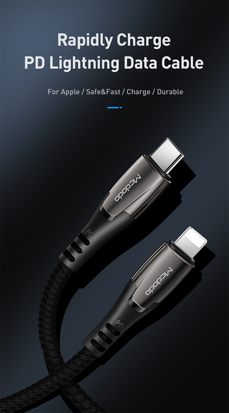 Mcdodo 4ft/6ft 1.2/1.8m Zinc Alloy and Nylon Braided Fast Charging Type C PD  Cable for iphone11