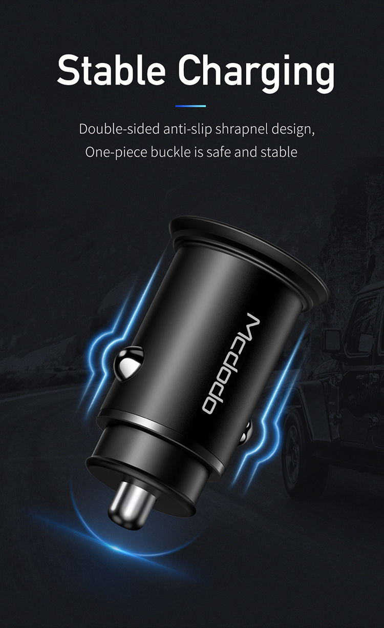 Mcdodo New Mini Size High Power 25W PD QC3.0 5V 5A Dual USB Zinc Alloy in Car Charger