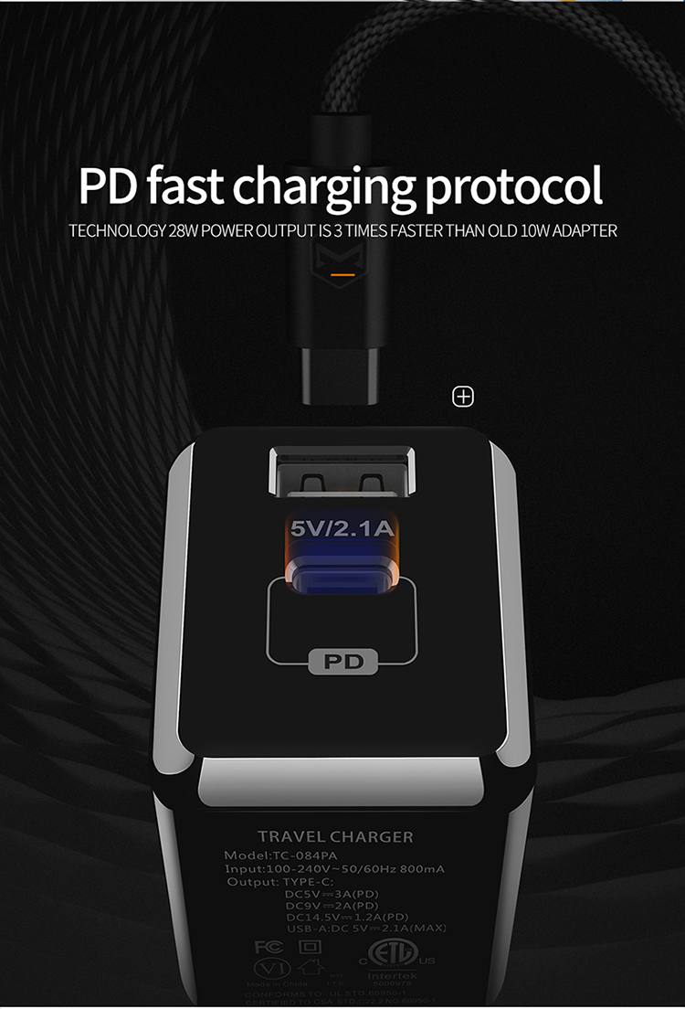 2019 Mcdodo 29W Dual USB PD and USB A 5V 2.1A  Super Quick Charger for iphonex/xs/xr