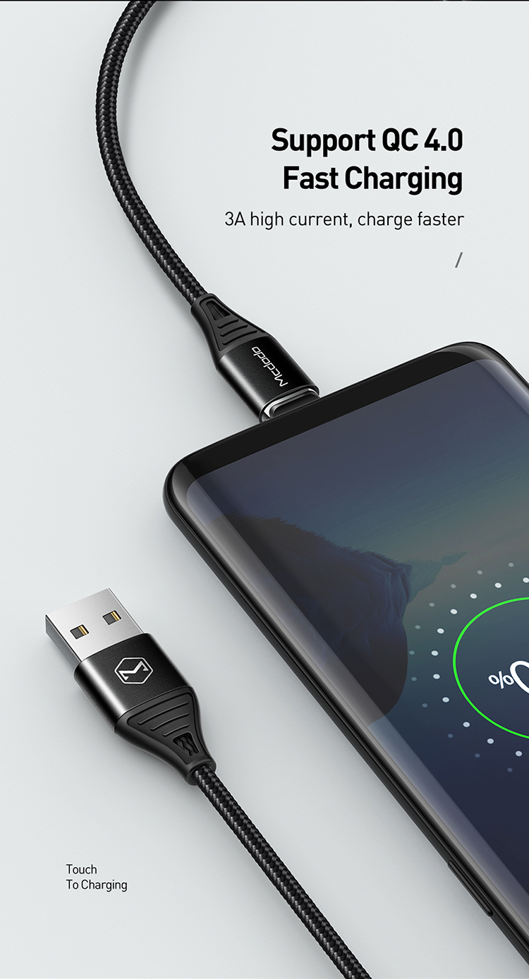 2019 New Mcdodo Absorbing Magnetic Type C USB C Charging and Data Sync Cable with LED