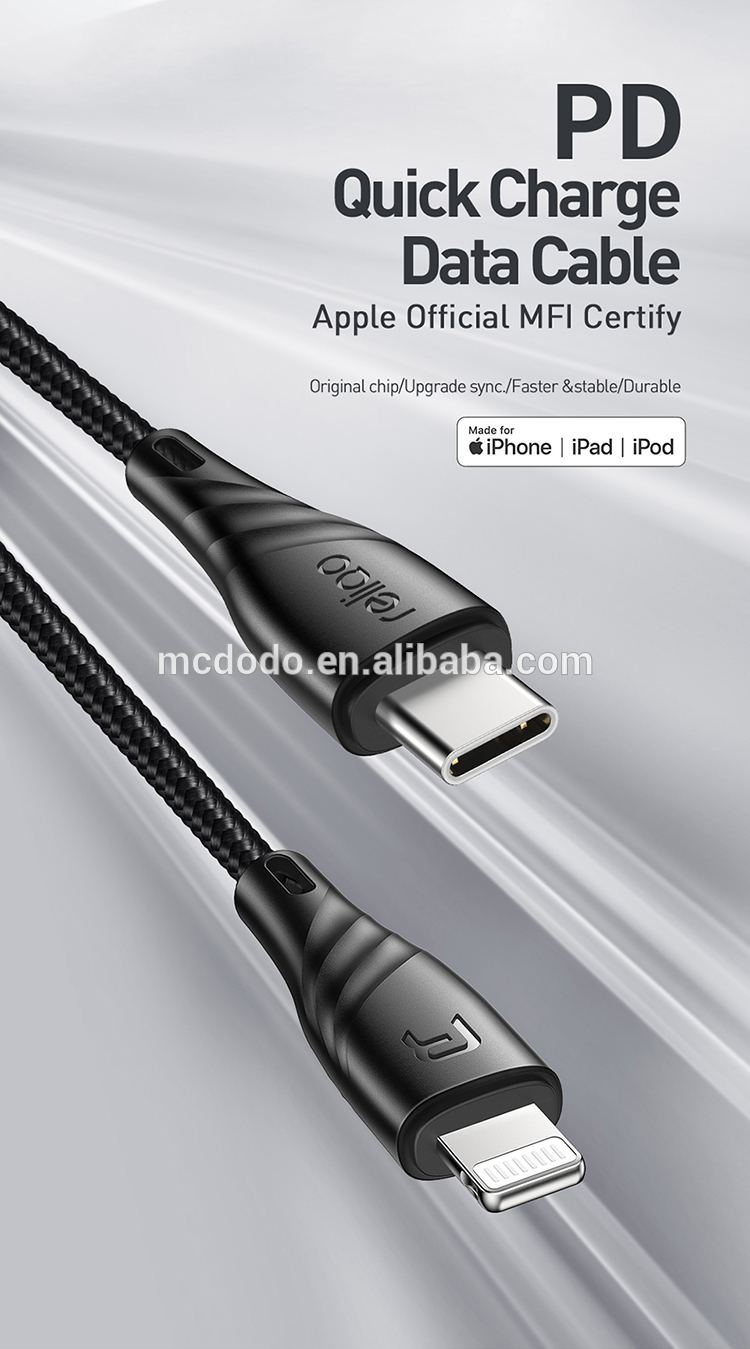 New! MFI Certified C94 Original Chip Insert 9V 2A Super Quick Charge PD Type C to Light-ning 1.2m Nylon Braided USB Data Cable