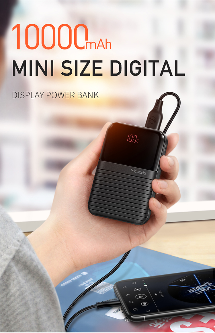 2019 Mcdodo Latest Mini Size 10000mAh Power Bank with Digital Display
