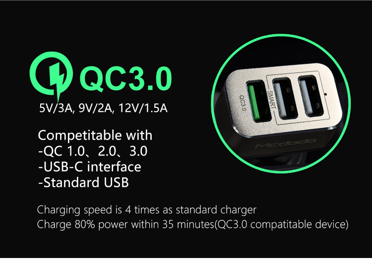 Mcdodo QC3.0 Three USB Car Charger