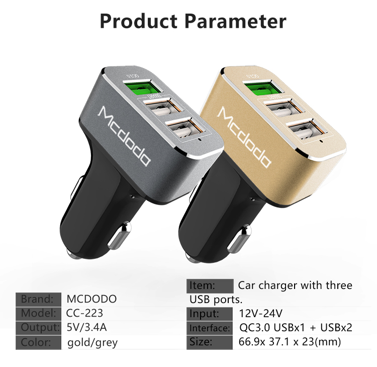 Mcdodo QC3.0 Three USB Car Charger