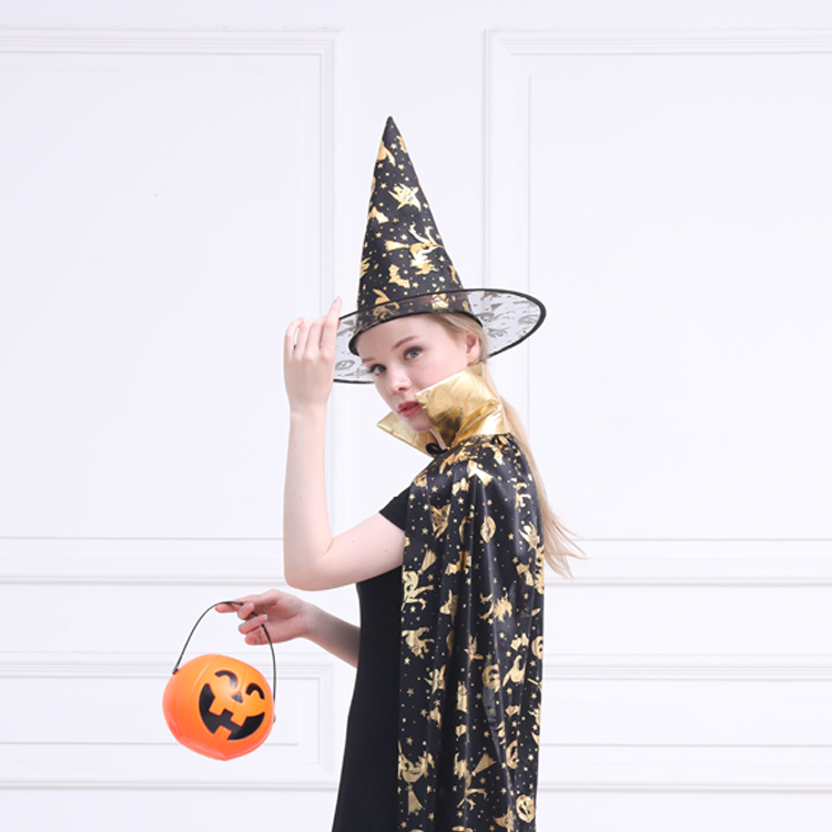 Halloween Party Accessories Cheap Double-Layer Pumpkin Wizard Witch Hat For Adult