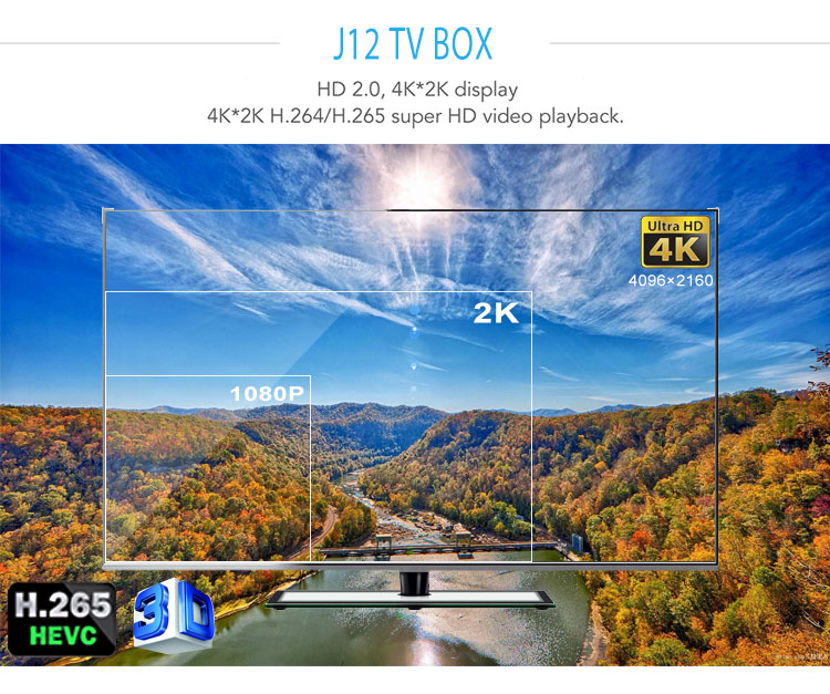 J 12 RK3328 2G+ 16G 7.1 2.4G 5G WIFI OEM Android Tv Box