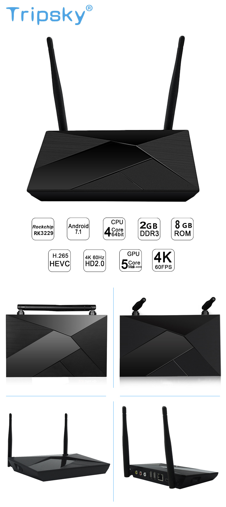 New Arrive High Performance X9 PRO Tv Box Rk3229 2G Ram 8G  Rom Oem Android 7.1 Set Top Box