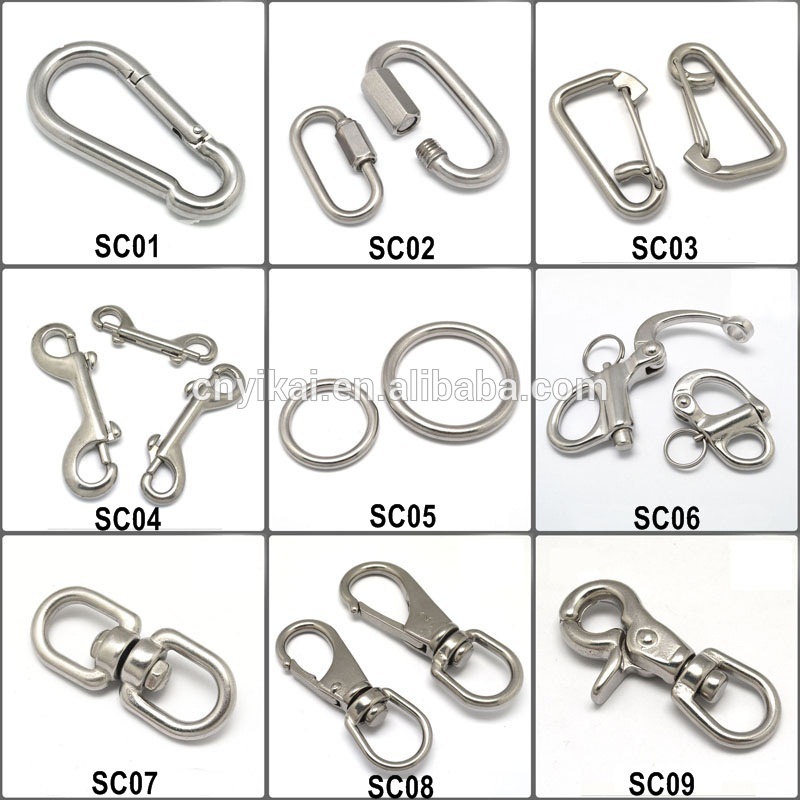 metal stainless steel spring hook,swivel hoooks for dog leashes,pet carabiner hooks
