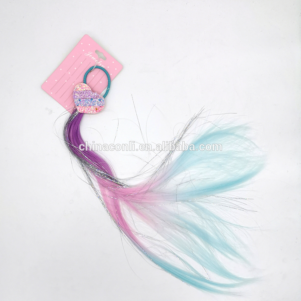 Yiwu factory hot selling ombre heart shape sequin faux kid girl hair clip