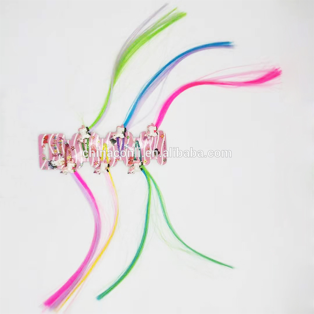 Yiwu factory hot selling sequin 8 pieces rainbow unicorn faux hair clip for girls kid party hair accessory