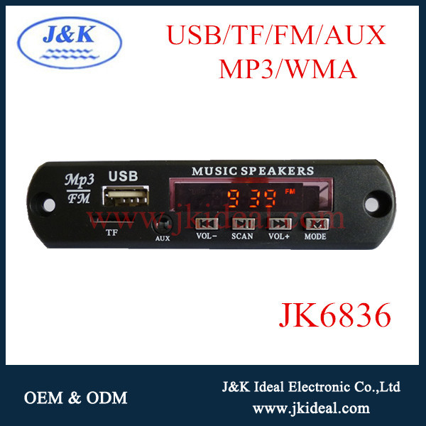 JK6836 Speaker aux tf usb fm mp3 player decoder
