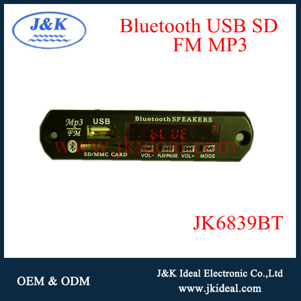 JK6890BT fm audio mp3 pcb with usb sd bluetooth