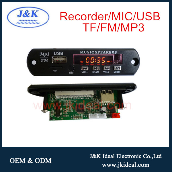 JK3090 hot sell fm usb tf recorder from MIC mp3 audio player module
