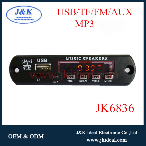 JK6836 usb sd mp3 fm player module with ir remote control