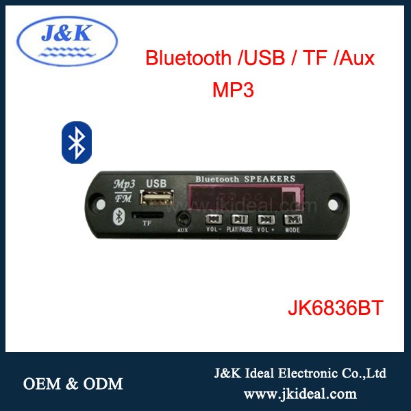 JK6836BT FM bluetooth mp3 module usb tf card