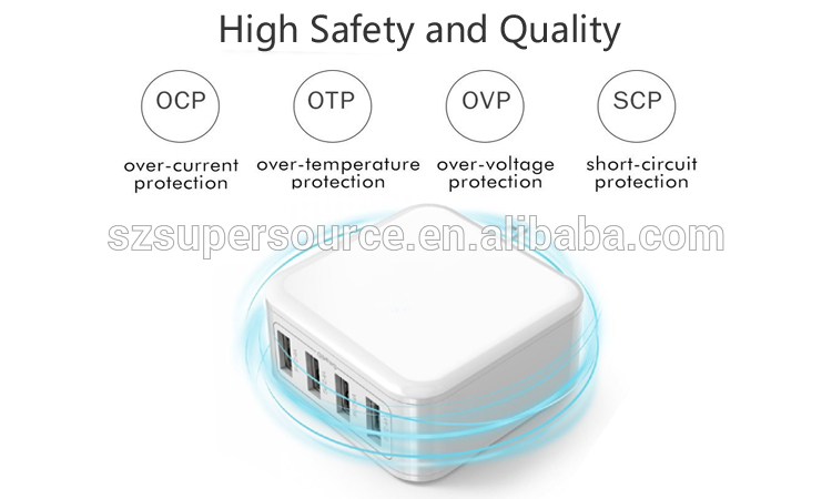 Top Supplier Best quality 5v 8a 40w 4-port with US/EU/UK plug, multi port usb charger for electronic equipment