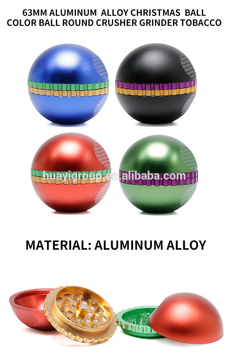 2019 hot selling Christmas ball grinder multi color round ball shape 4 layer crusher grinder weed products with custom service