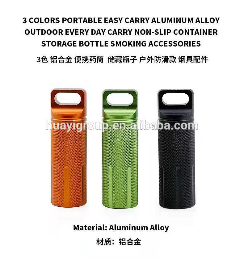 3 colors portable easy carry aluminum alloy outer door everyday carry non-slip container storage bottle smoking accessories