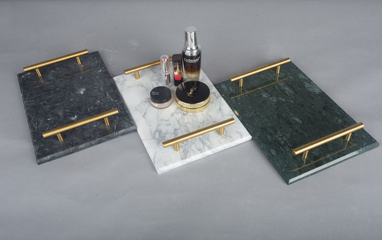 Rectangle Marble Plate With Golden Holder