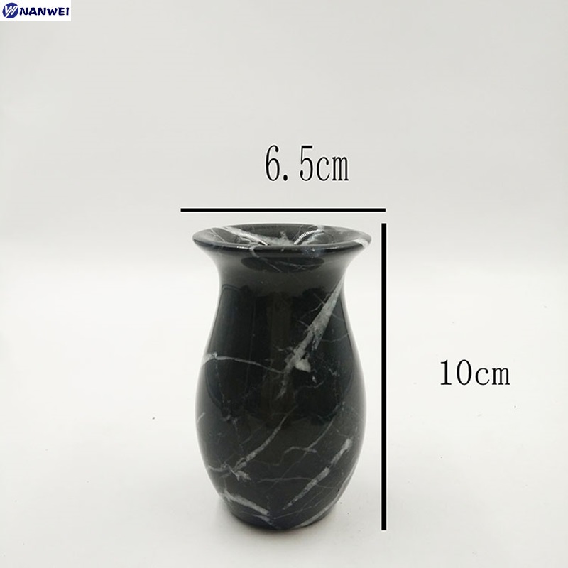 Custom size natural black color marble flower vase home decor supplies dried-flower vase