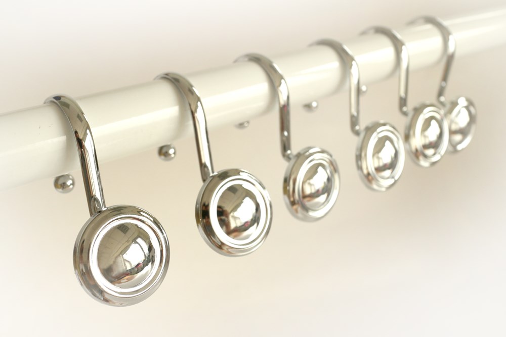 Stamping steel Metal Round Design decorative shower curtain hook set, Hot sale High Quality bathroom shower curtain hook