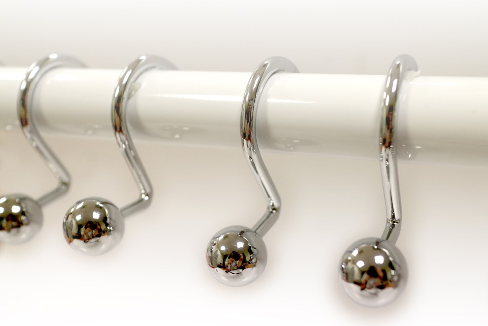 White Coating Metal Ball Design decorative shower curtain hook set, Hot sale High Quality bathroom shower curtain hook