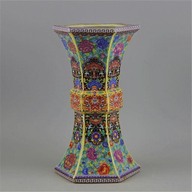Chinese antique creative shape color enamel painted porcelain ceramic vases for home decoration