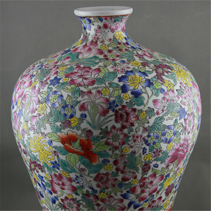 Jingdezhen unque heavy famille rose porcelain ceramic flower vase chinese for home decor