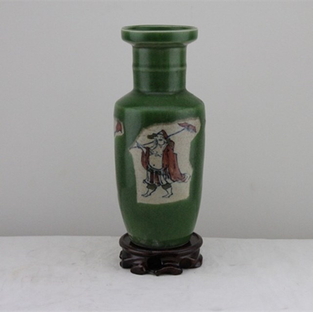 Jingdezhen handmade green glaze ceramic antique vases for collection
