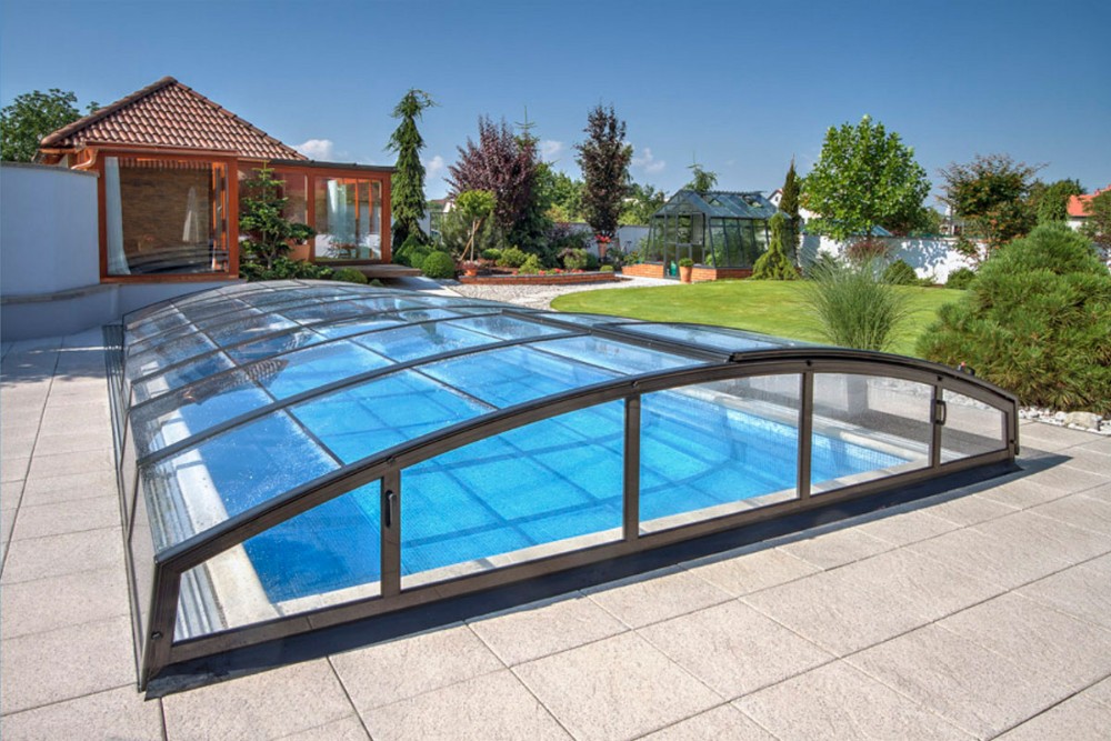 Aluminum glass Retractable Roof systems outdoor sunroom for hot tub cover spa dome enclosure