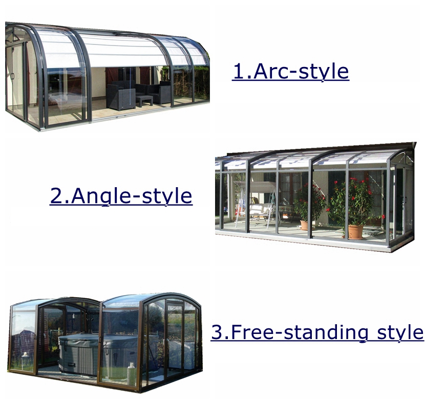 Canada style Aluminum glass Retractable Roof systems for sliding sunroom