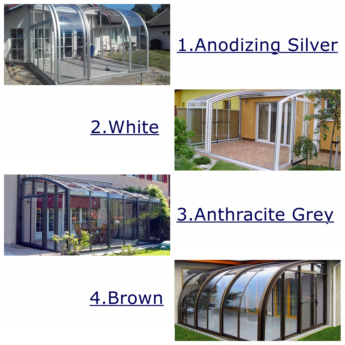 Outdoor winter garden Curved Glass Sunroom/ Opening Sliding Roof