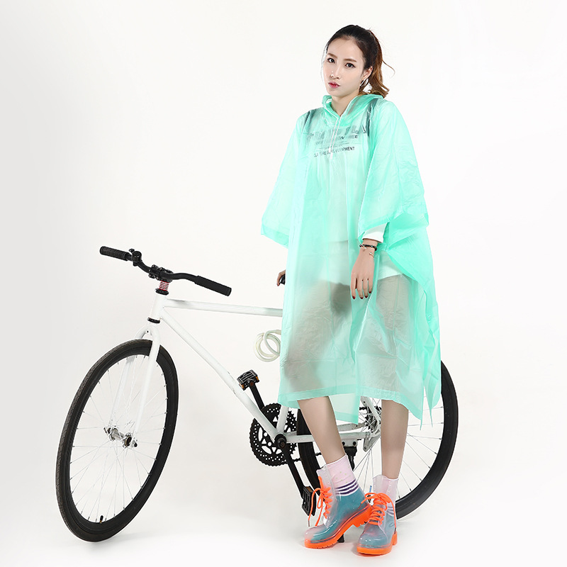 MC-612 fashion adult plastic long EVA rain coat outdoor bike rain poncho