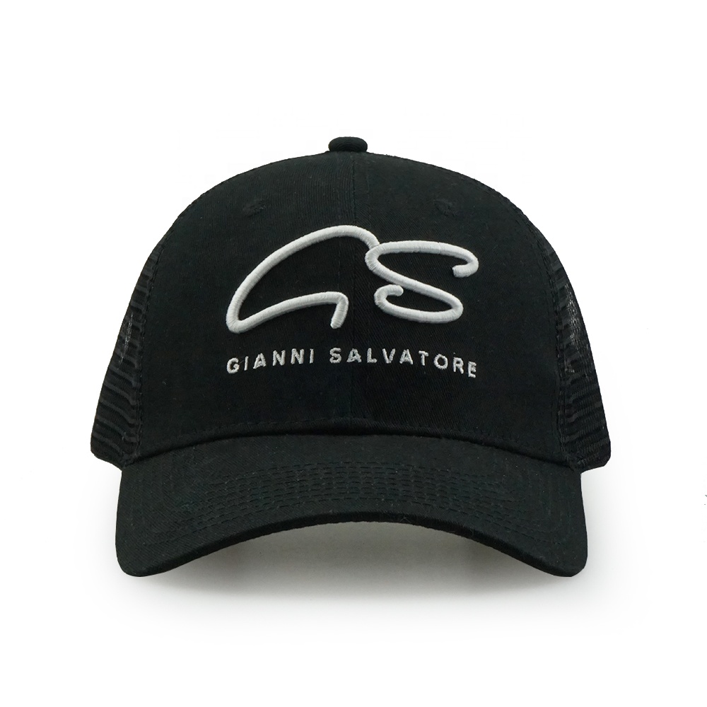 5% OFF Low MOQ Custom Embroidery Logo Black Trucker Baseball Caps Mesh Back Hat
