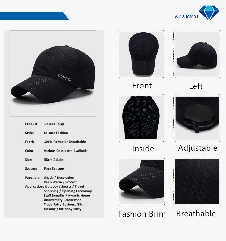 5% OFF quick dry outdoor baseball sports cap 100% polyester dri-fit running cap