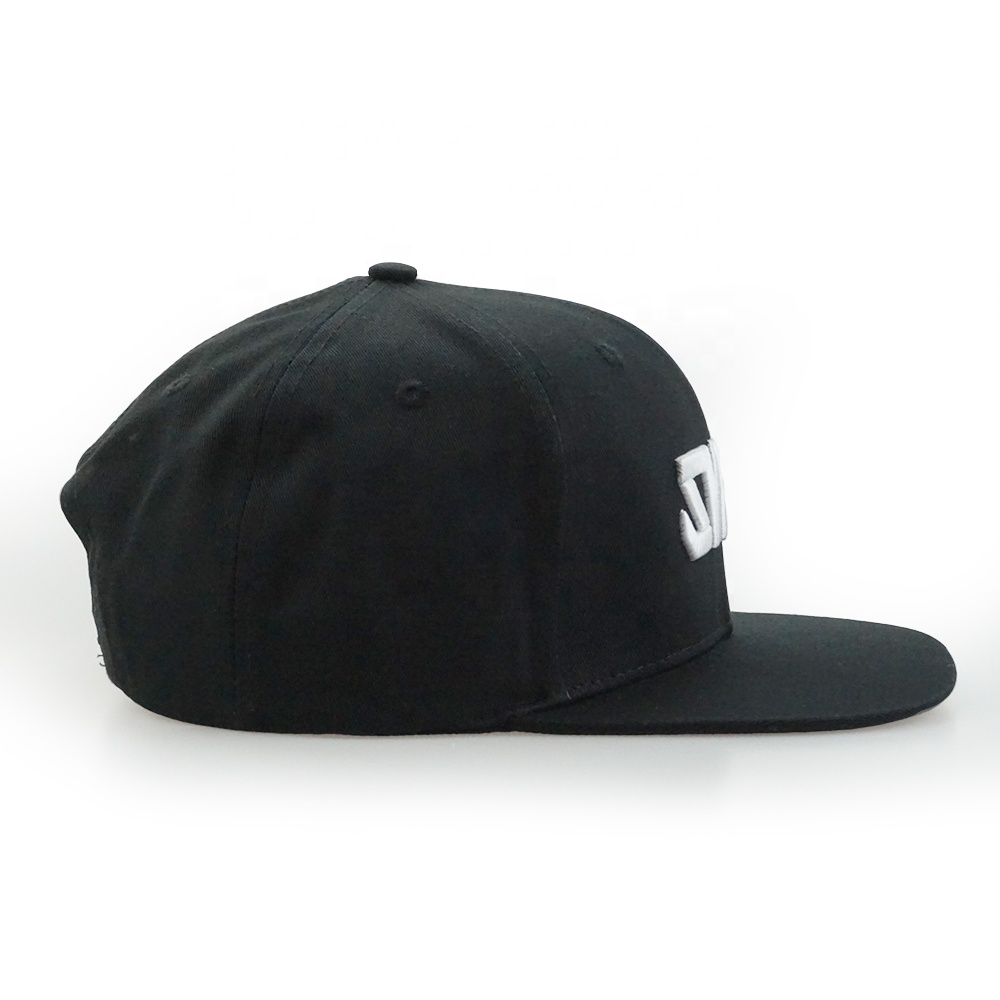 3d puff black color embroidery snapback caps flat brim hats cool baseball cap for men