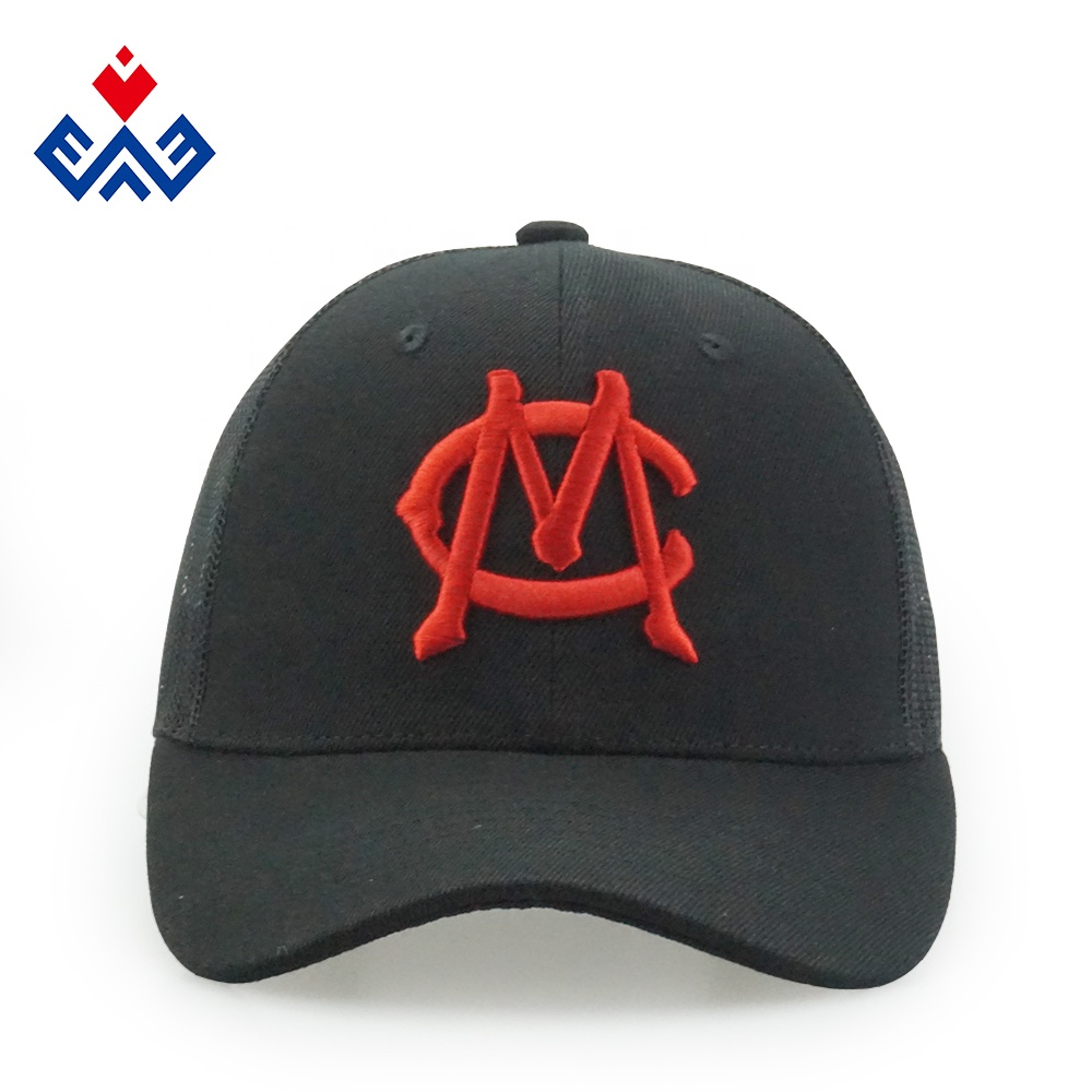 5% custom 3d embroidery high quality custom trucker hat red star cap