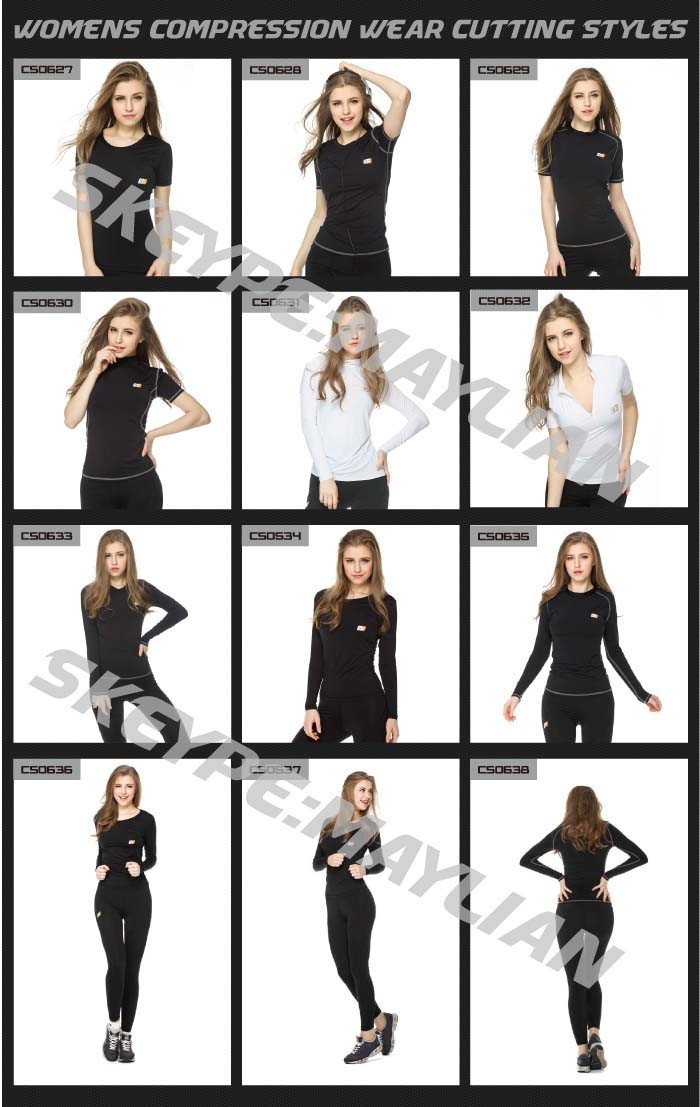 2016 new fashion Wholesale custom-made performance compression shirts Women Compression Shirt