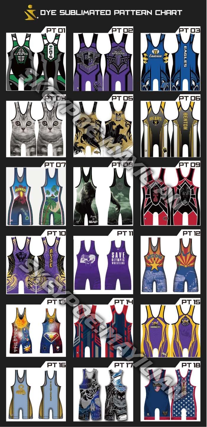 custom full sublimation professional cool dry youth wholesale wrestling singlets for men
