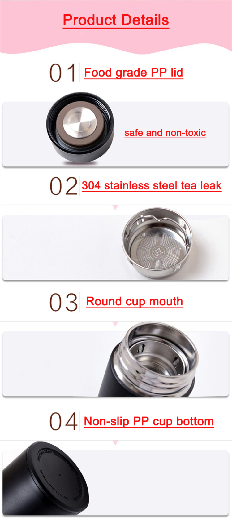 Customize 304 Stainless Steel Vacuum Cup Thermos With Rubber Paint