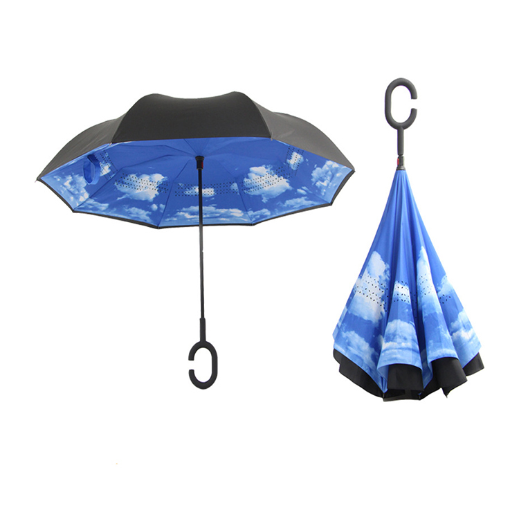 C-handle Reverse Design Windproof Double Layer Upside Down Inverted Umbrella